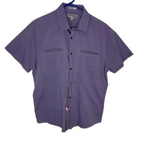 Express button up shirt men's XL violet purple with gray trim casual un tucked